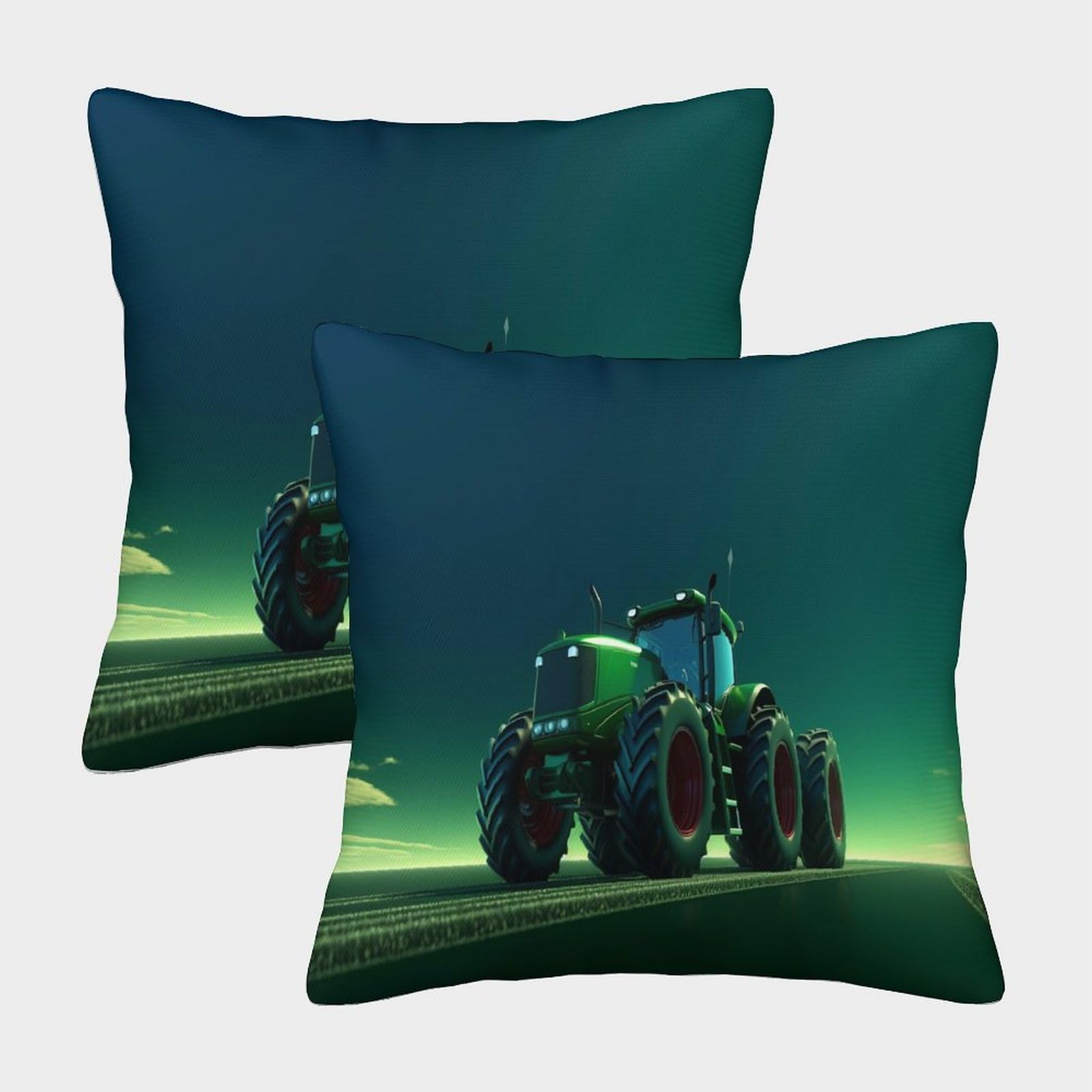 WENNUAN 2 Pack Tractor Pillow Case 45x45cm Throw Pillow Case,Modern Decoration Farm Tools Pattern Outdoor Cushion Cover for Terrace Sofa Bedroom Indoor Outdoor Party