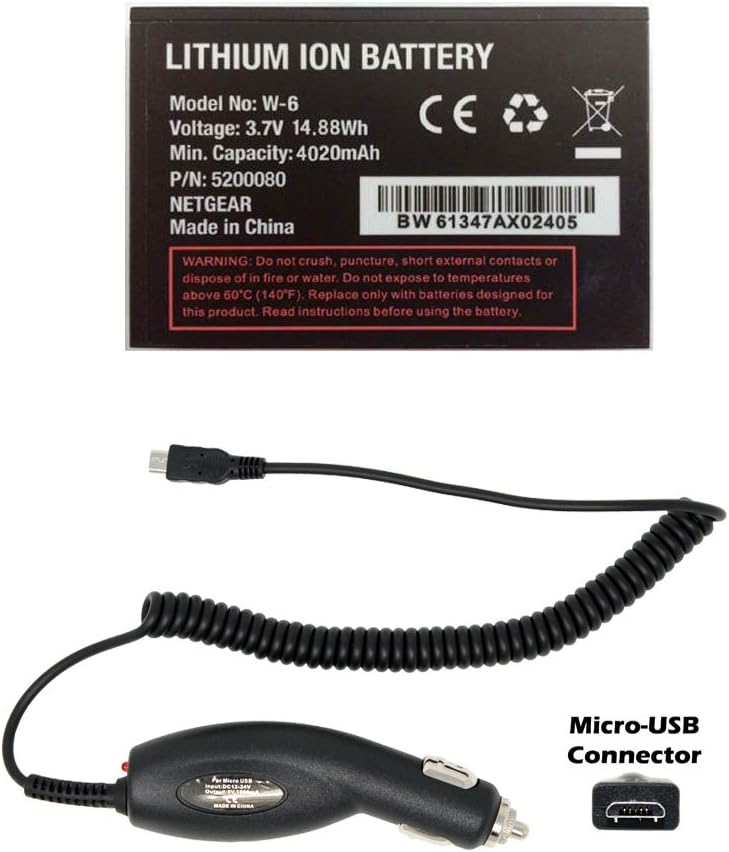 Generic World Star Replacement Battery W-6 4020mAh 3.7V for Sierra Wireless, Netgear AirCard 781S 4G LTE, AT&T Pro 4G LTE Mobile Hotspot with Micro Car Charger and 2 Year Limited Warranty