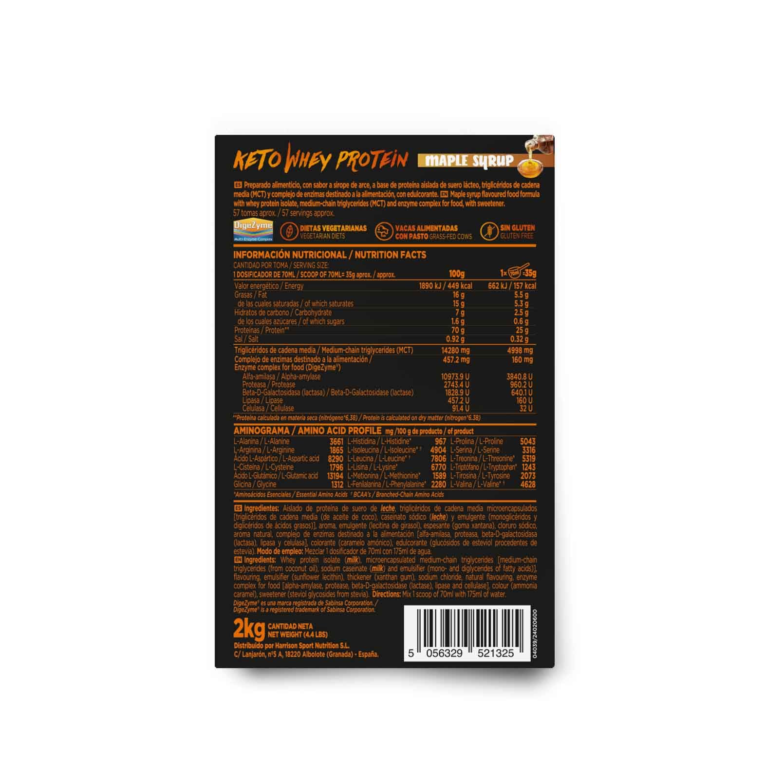 HSN Keto Whey Protein CFM Izolat białka serwatkowego | Smak syropu klonowego 2 kg = 57 gniazd na opakowanie, idealna dieta ketogeniczna, enzymy trawienne, nie-GMO, wegetariańskie, bezglutenowe i