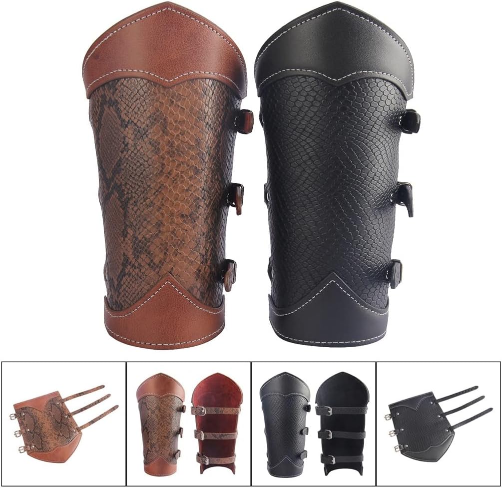 Leather Handguards Wide Wrist Arm Armor Wristband Protector Cuff Bracelet Buckle