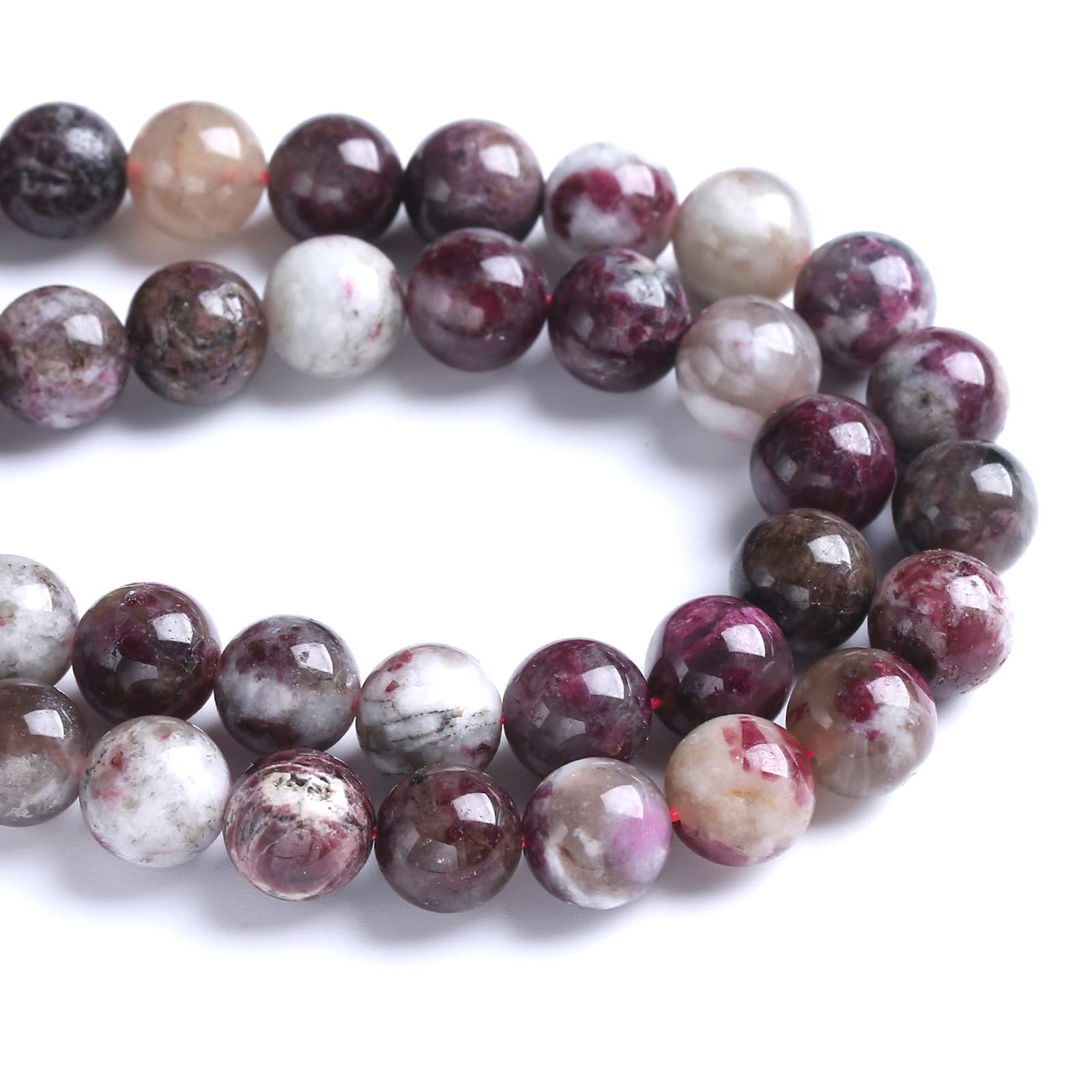 8 mm, 44 Stück, Naturstein, bunte Turmalin-Edelsteine, lose Perlen für Schmuckherstellung, DIY, Armband, Halskette, 1 Strang