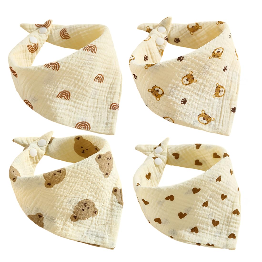 SOIDMHP Baby Bibs, 4 Pack Bandana Dribble Bibs, 100% Cotton, Adjustable Snaps, Multicolor, CM