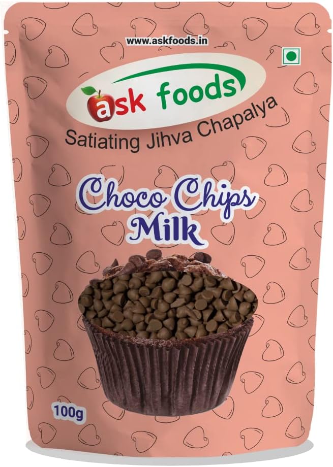 ASK Foods | Milk Choco Chips | Baking Decoration | Cake, Dessert Decoration | Ice Cream, Cookie, Pancake Toppings (pack of 1)