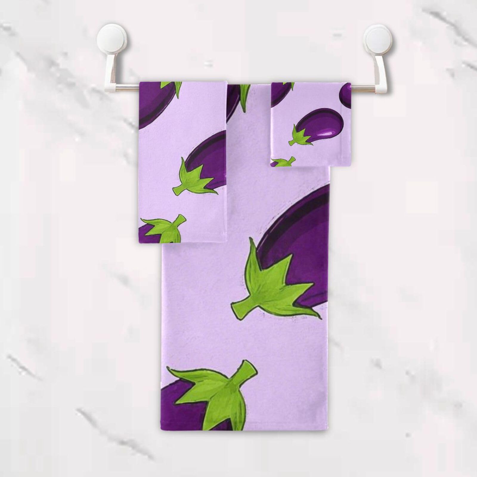Set di 3 asciugamani decorativi per il viso, viola melanzana, 1 asciugamano da bagno, 1 asciugamano per le mani, 1 panno per la casa, cucina, hotel, palestra, nuoto, spa