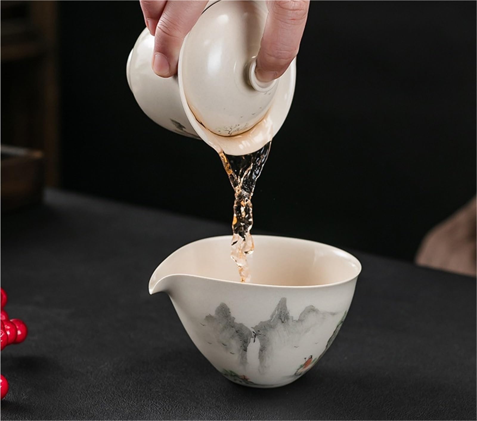 Ręcznie robiona kaligrafia Gaiwan retro trawa drewno popiół krajobraz herbata Tureen gospodarstwo domowe herbata warzenie pokrywa miska ozdoby do herbaty
