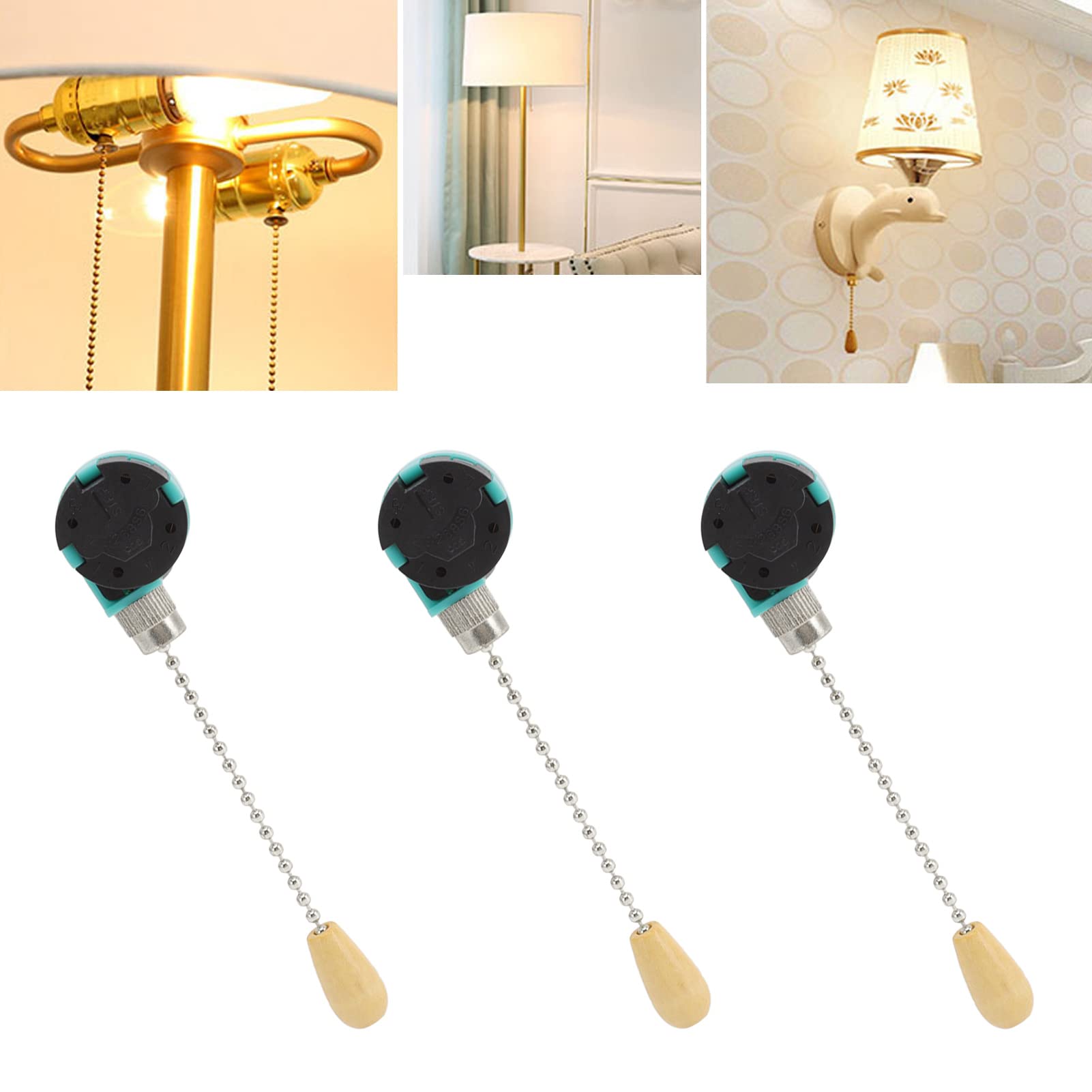 3 Interruttori A Catena Oro Per Ventilatore A Soffitto: 3 Velocità 4 Fili