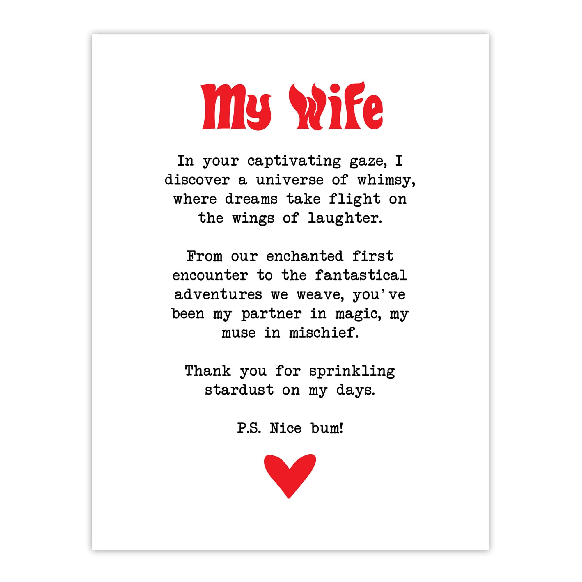 Love Poem Whimsy Magic Wife Romantic Poetry Fun Wall Art Poster Print