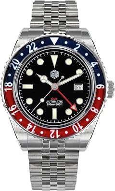 San Martin 40mm Luxury Sports Style Full Luminous GMT Watches Bidirectional Bezel Sapphire Glass Automatic Mechanical Watch