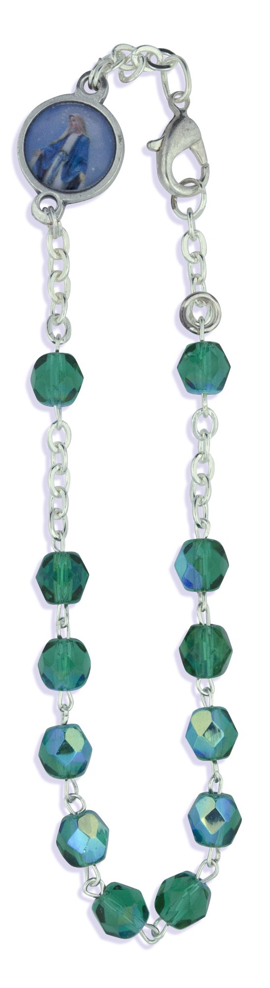Vatican Imports Crystal One Decade Rosary Bracelet (Emerald)