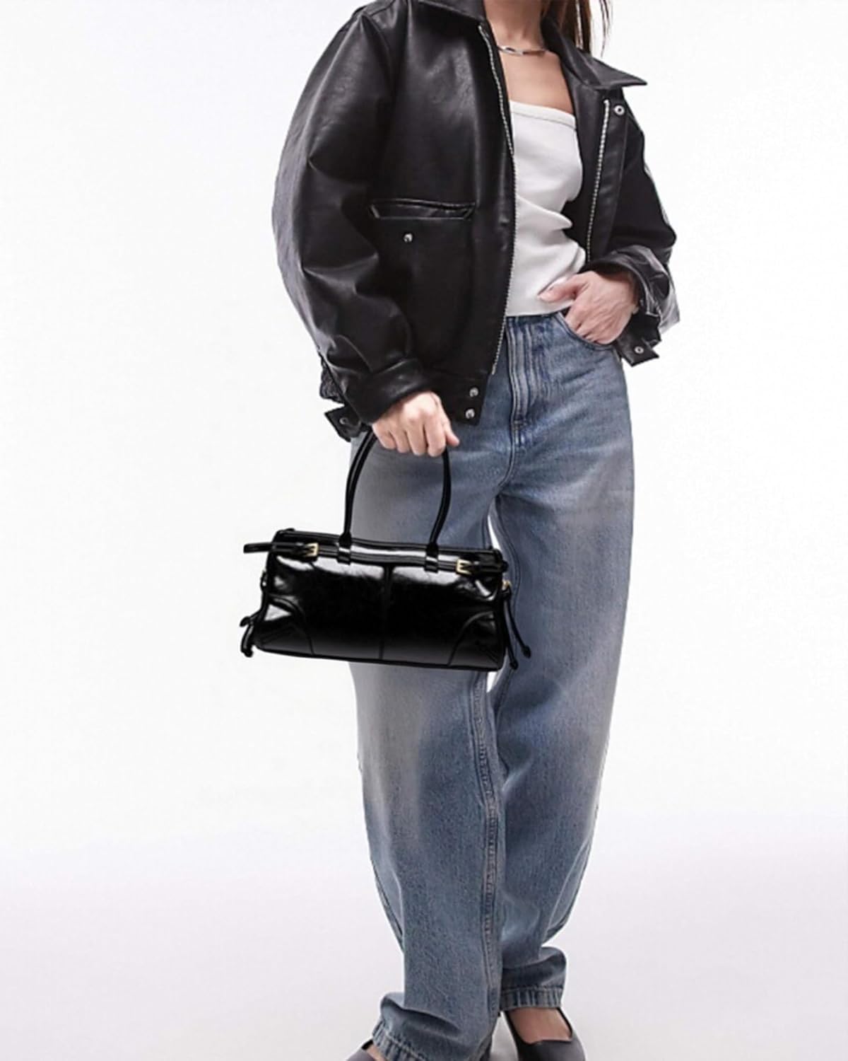 NEWBELLA Women's PU Leather Clutch Purse - Convertible Top Handle Shoulder Bag for Work Evening - Image 2