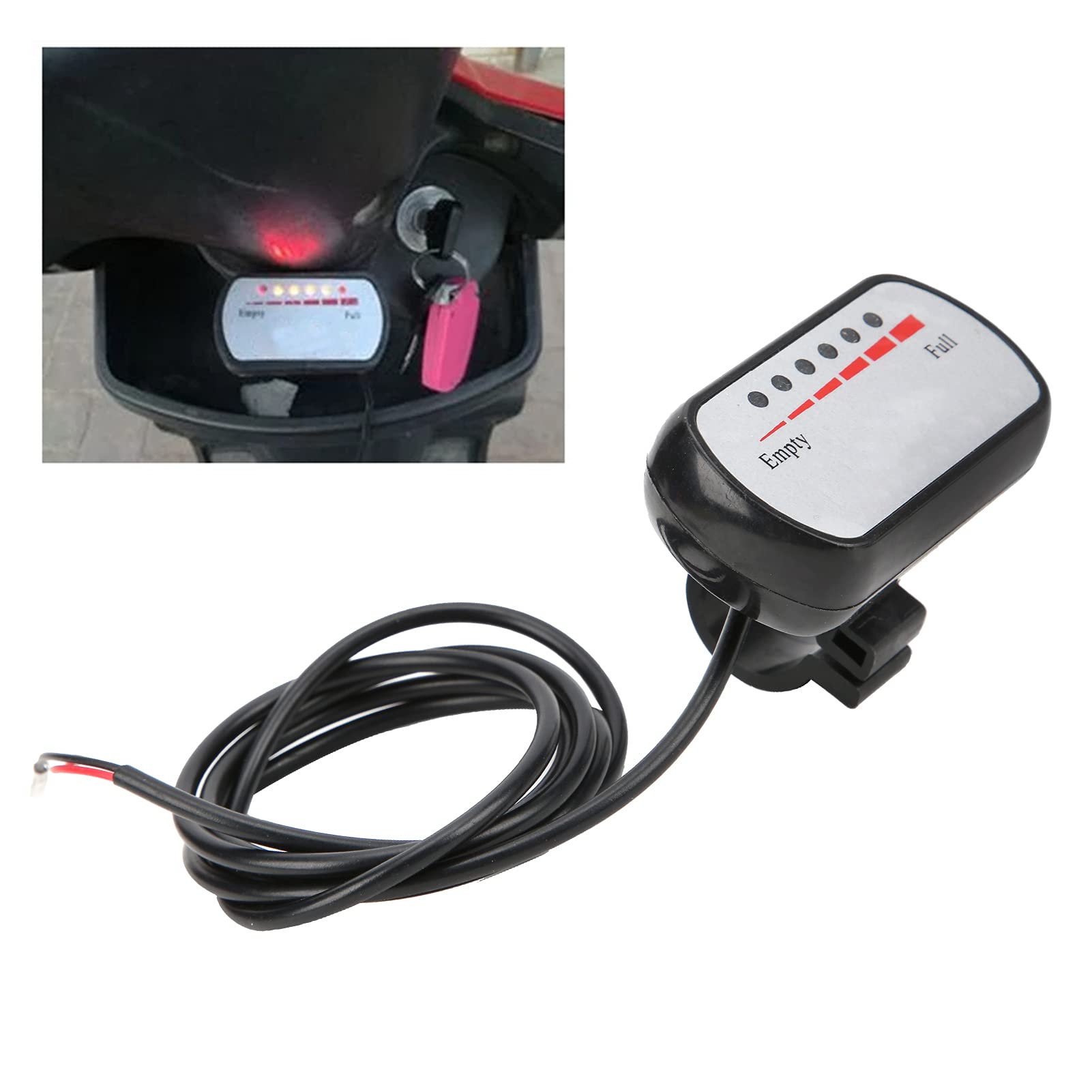 Indicatore Batteria 36V Display LCD Livello Carica, Voltmetro per Bicicletta Elettrica Monopattino Elettrico, Installazione Semplice con Fili a Clip