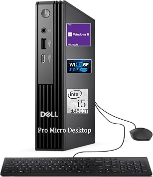 Dell Pro Micro Next-gen OptiPlex 7020 MFF Mini PC Windows 11 Pro, Intel i5-14500T, 32GB DDR5 RAM, 2TB NVMe SSD, WiFi 6E, Bluetooth, HDMI& DisplayPort, Business Micro PC