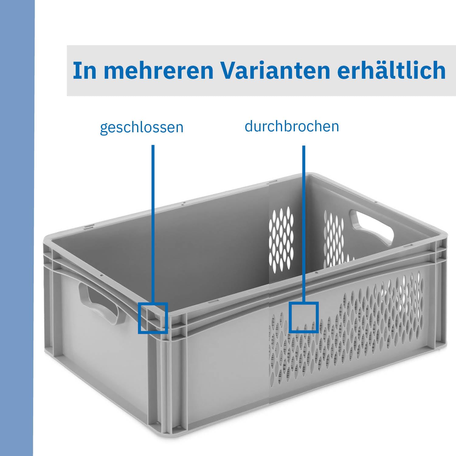 DIE BOX FABRIK Eurobehälter 600x400x320mm | geschlossene Box | Aufbewahrungsbox | Kunststoff Kisten | Lagerbehälter mit Griffen | robuste Stapelbox | Eurokiste | Mehrwegbehälter