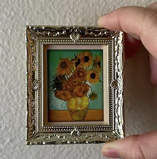 AirAds Dollhouse 1:12 Miniature Wall Decor Wall Art Painting Frame Van Gogh Sunflowers Dummy Dollhouse Accessories