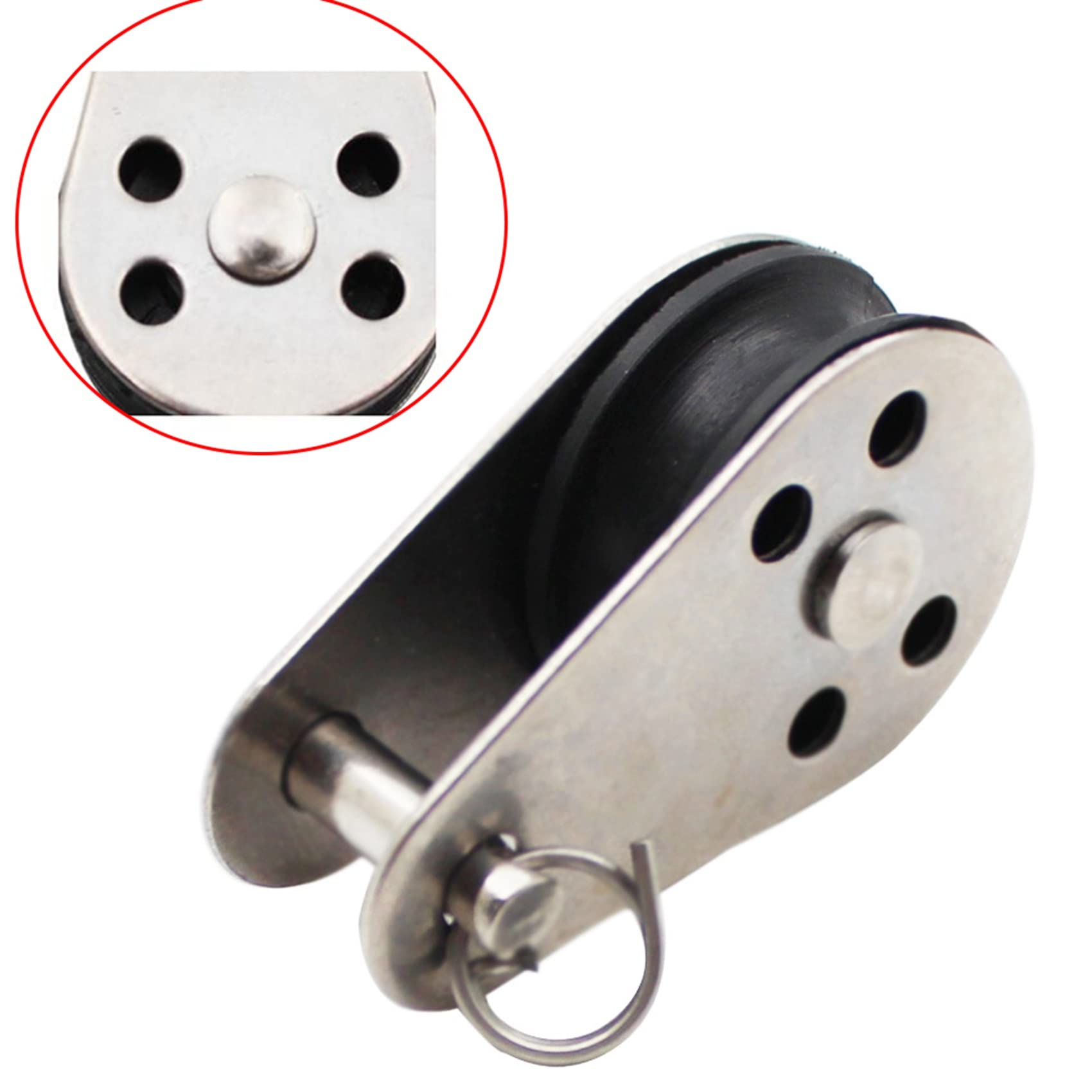 Juego de 20 bloques de polea M25 de acero inoxidable, rueda de remolque de alambre colgante resistente, cable de cuerda de elevación para uso industrial y doméstico