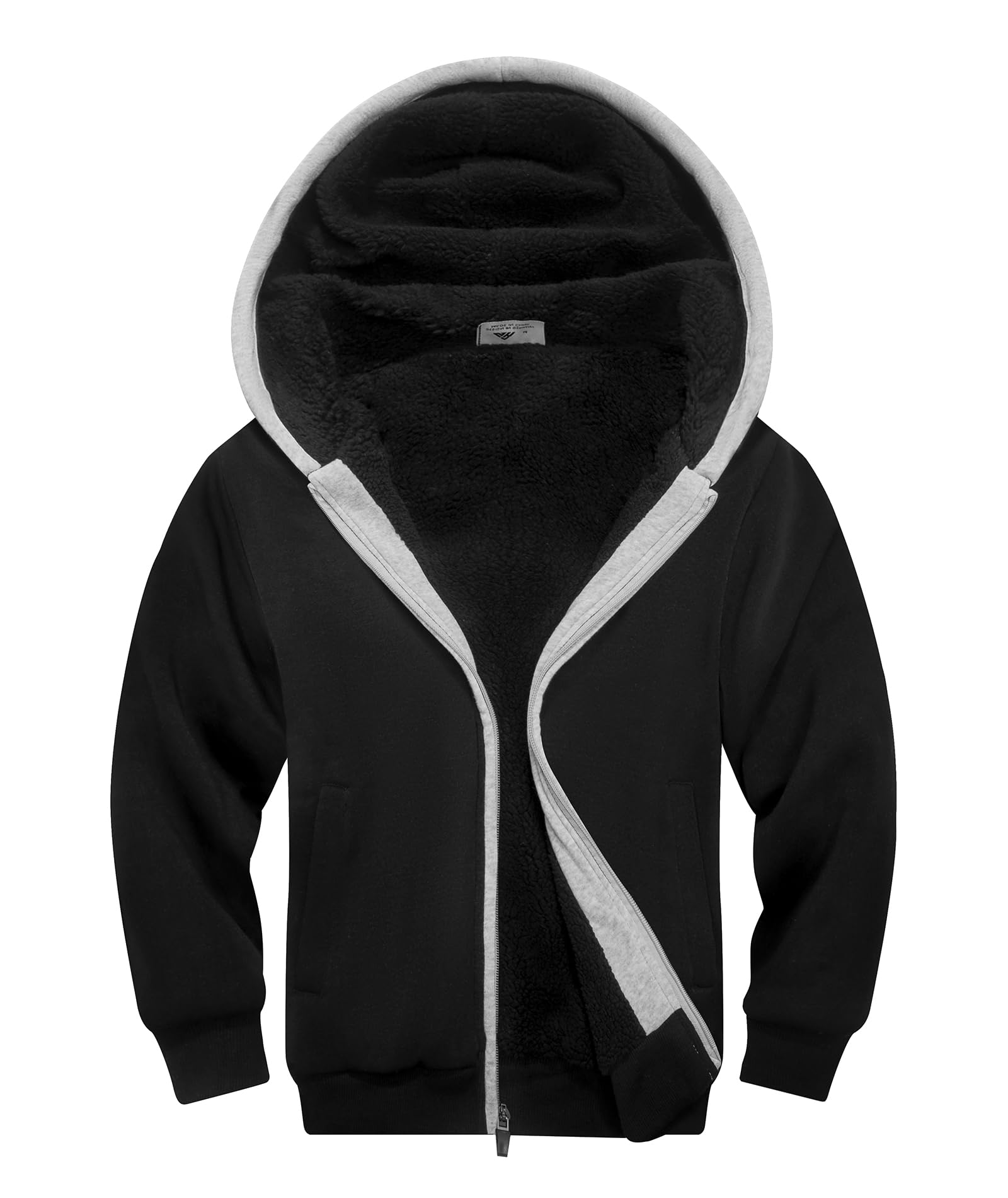 SWISSWELL Unisex Boys Girls Fleece Hoodie Sherpa Lined Jacket Zip Up Hooded Sweatshirt Winter Outerwear for Kids