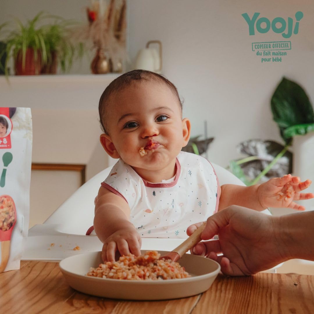Yooji - 48 Repas BIO Midi et Soir Pour Bébé dès 8 Mois - Les Écrasés et P'tit Dîner, Purées Spécial Introduction Morceaux pour la Diversification Alimentaire - 8 Recettes Variées - Lot 16x400g