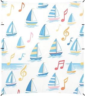 sea Blue Sailing Boat Note White Beach Tent & Canopy UPF50+ Lightweight Sun Shade with Sturdy Poles, Sandbags and Shovel for Camping, Picnics, Backyard