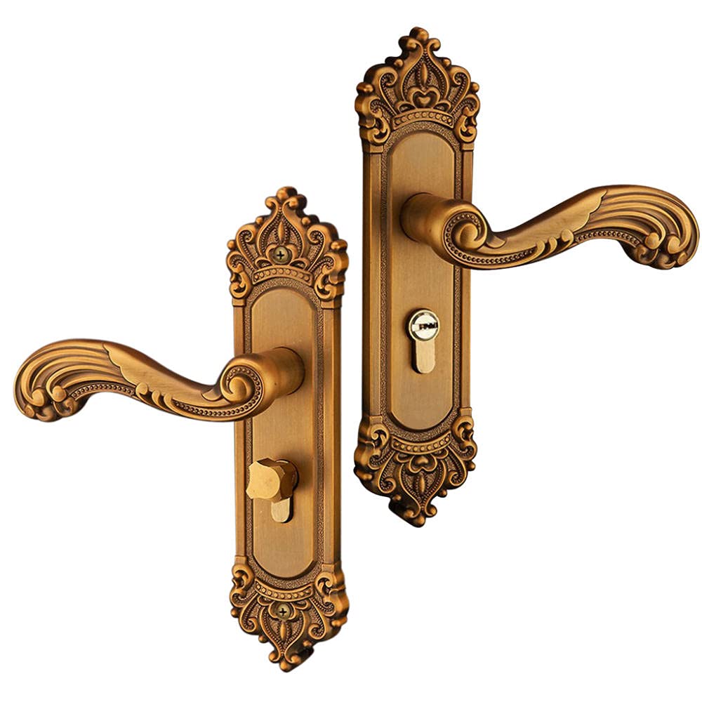 VVW&LIU Bronze Elegant Door Lock Handles Door Handles Lever for Wooden Front Door,H