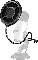Vista 9 de Aokeo Filtro pop de metal, capa de malla metálica para micrófono Hyperx QuadCast, Blue Yeti y otros micrófonos, escudo pop con brazo flexible