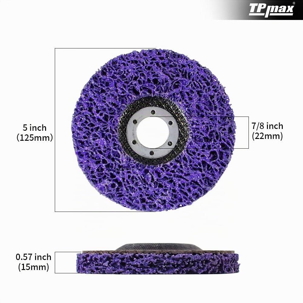 5 Pièces Disques de Nettoyage 125 mm, Dérouillant Disque Abrasif pour Meuleuse d'Angle, CSD Disque pour Métal, Pierre, Bois et Plastique
