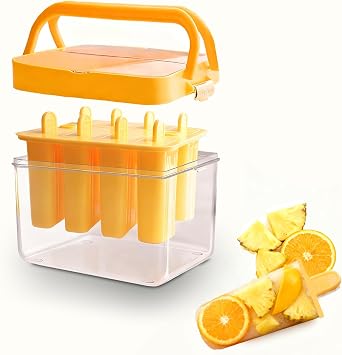 Popsicles Molds with Lid and Bin 9 Pieces Reusable Easy Release Entire Homemade Popsicle Molds Odorless Ice Pop Maker BPA Free