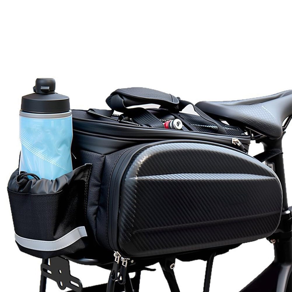 Honseadek Borsa da sella rigida in EVA, con doppia cerniera, impermeabile, per la sicurezza notturna, borsa a tracolla convertibile per bicicletta (30 L)