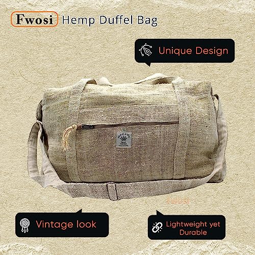 Outdoor Vegan Hemp Large Duffel Bag for Gym, Travel & Sport - Eco-Friendly Cotton Side Shoulder Bag - Washable Cloth, Everyday Bags - Handmade from Nepal3