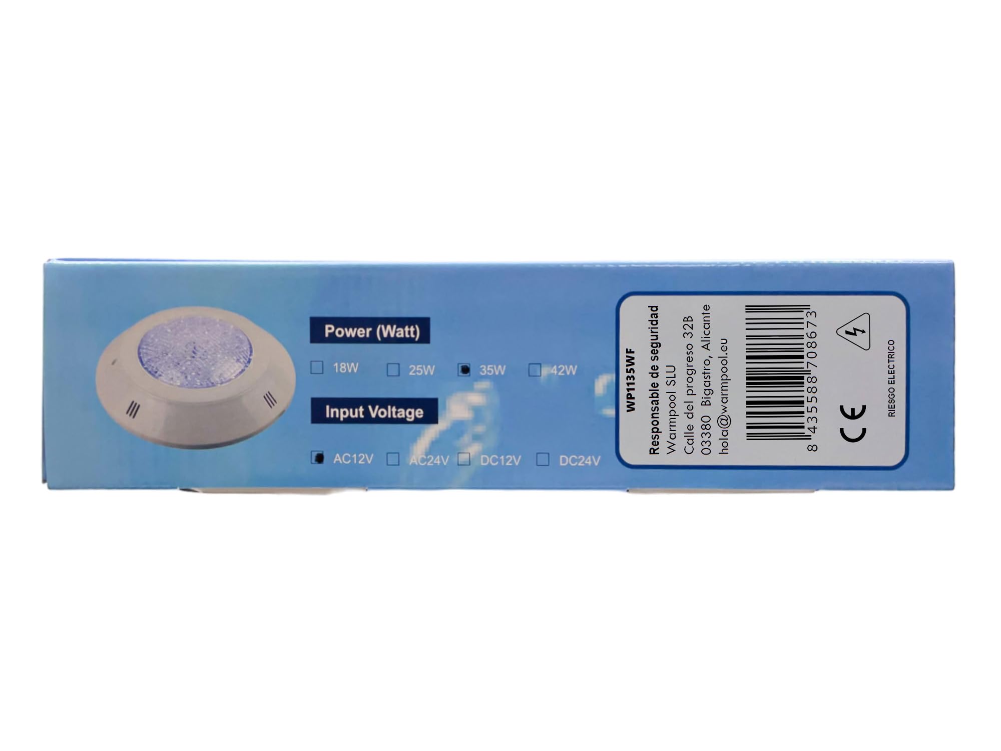 SWIMHOME Pack Iluminación Piscina | 2 Focos LED de Superficie + Control Remoto ON/Off | ABS Blanco Resistente | Ø29 cm 35W 12V/AC Blanco Frío 6000k