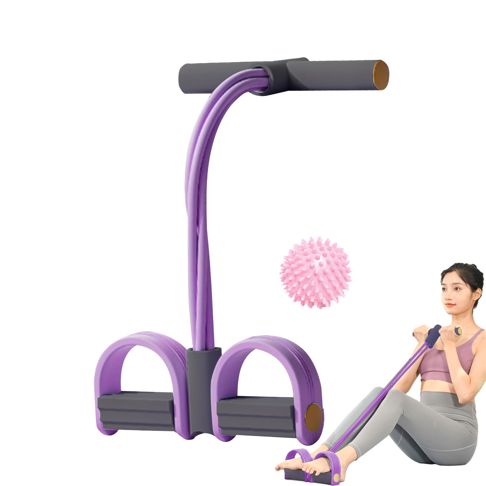 Dispositivo Per Addominali Con 6 Tubi Di Resistenza E Ventose – Allenamento A Casa, Altezza Regolabile, Rosa
