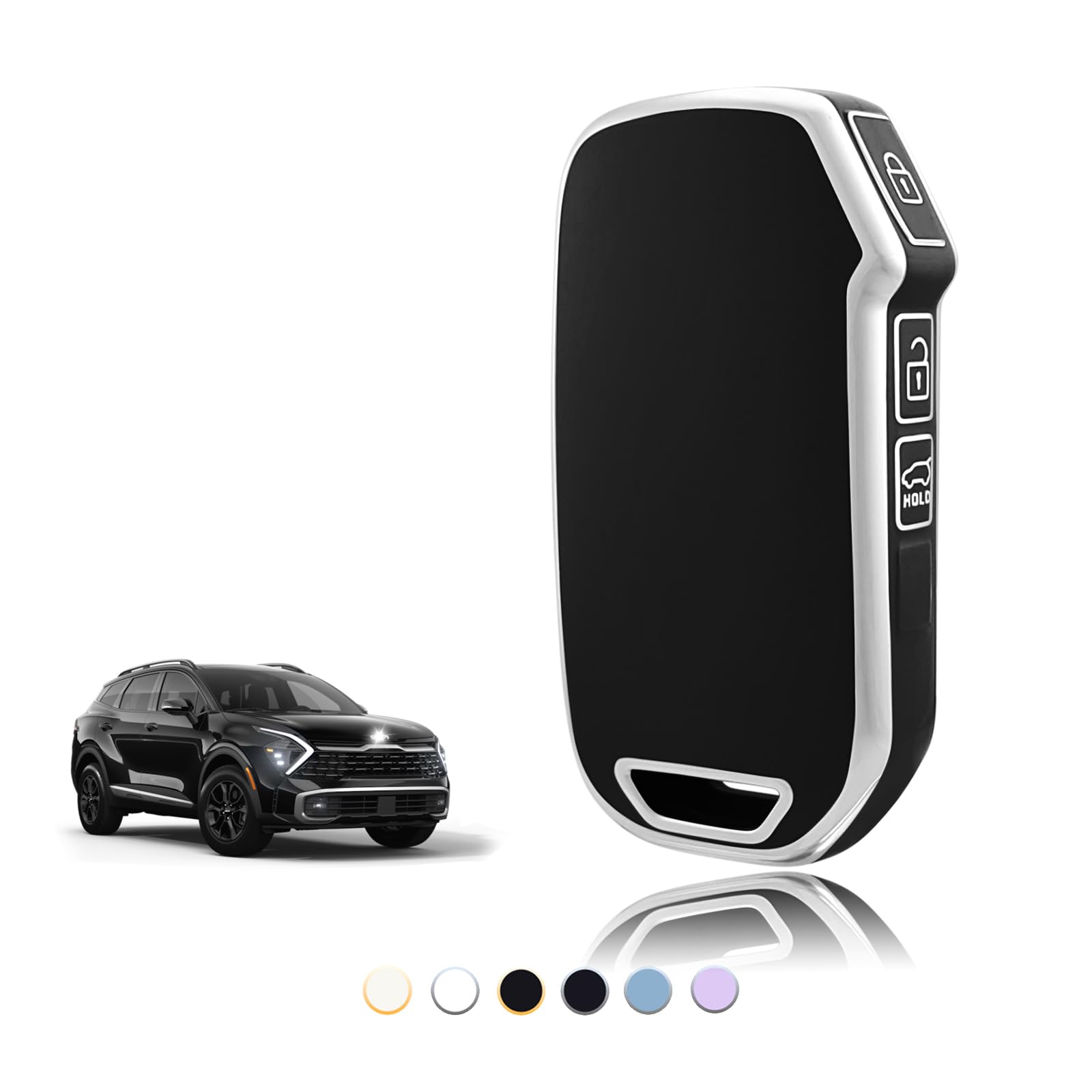 Ontto Custodia In Silicone TPU Per Chiave Auto Kia, Modelli Sportage/RIO/Ceed/Soul/Optima/Niro/Seltos, Viola Chiaro Con Portachiavi - 2