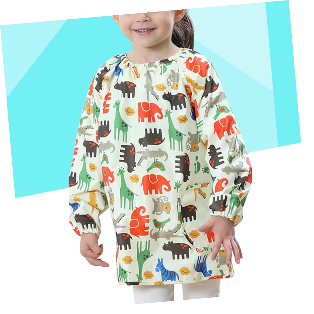 Delantal de Pintura Mangas Largas para Niños Amarillo Bata de Poliéster Reutilizable para Manualidades y Creatividad