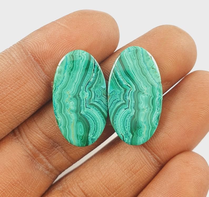 Pierre gemme malachite naturelle de forme ovale 24x14x4mm de qualité supérieure - 4