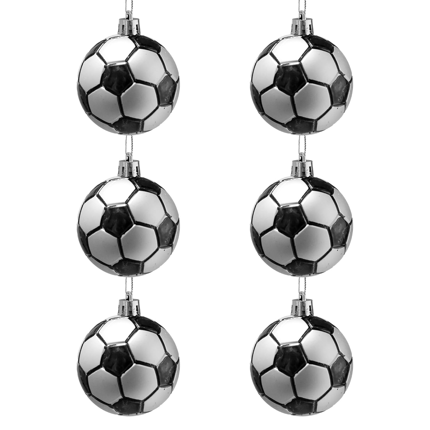 Tabanzhe Football Christmas Decorations-6PCS Ball Ornaments Shatterproof Baubles Christmas Tree Hanging Decor Match Party Supplies for Kids Boys Football Fans Sports Themed Birthday