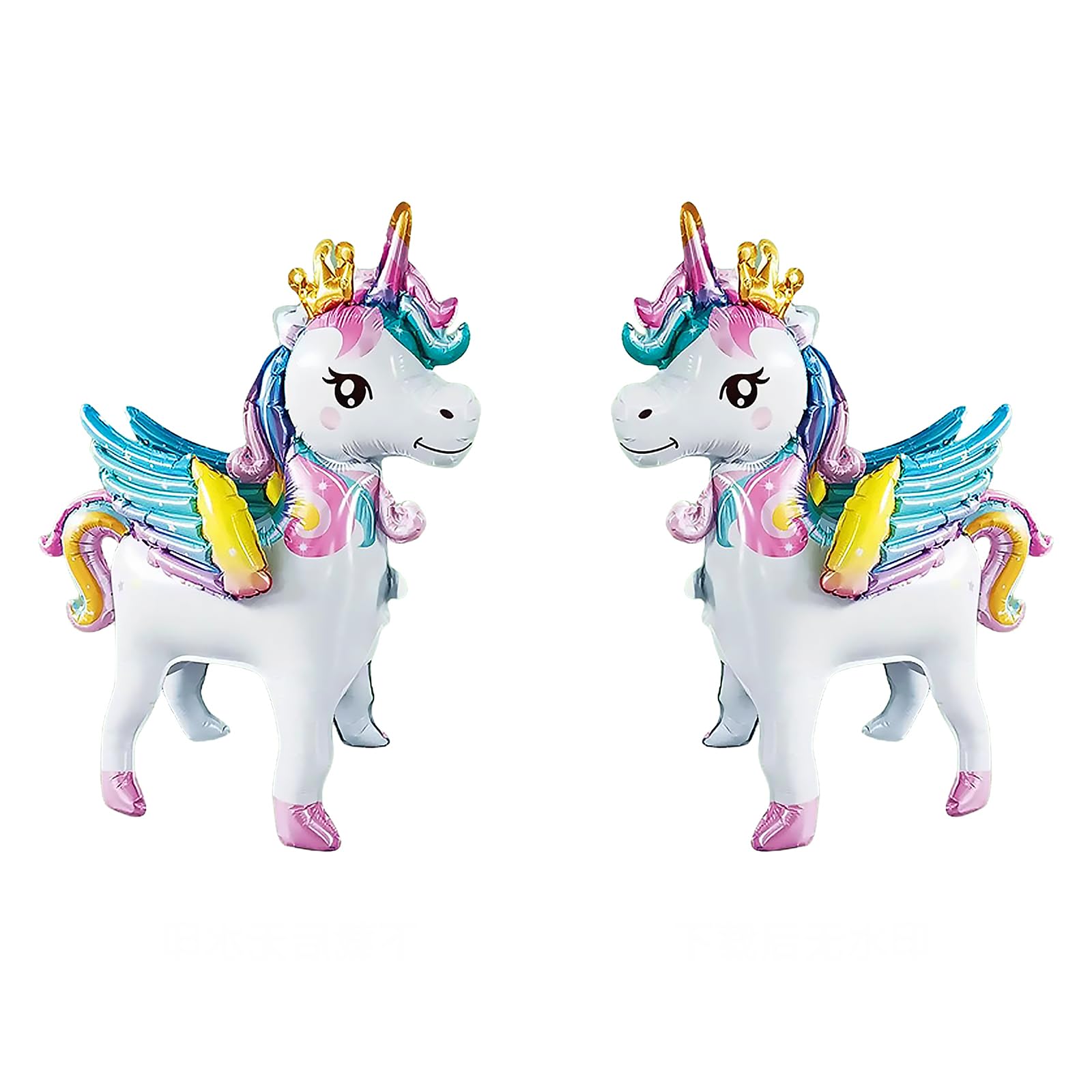 Standing Unicorn foil Balloon, 3D Magical Crown Wings Unicorn Party Balloons, Girls Birthday Wedding Decorations Party Supplies (25inch 2PCS)