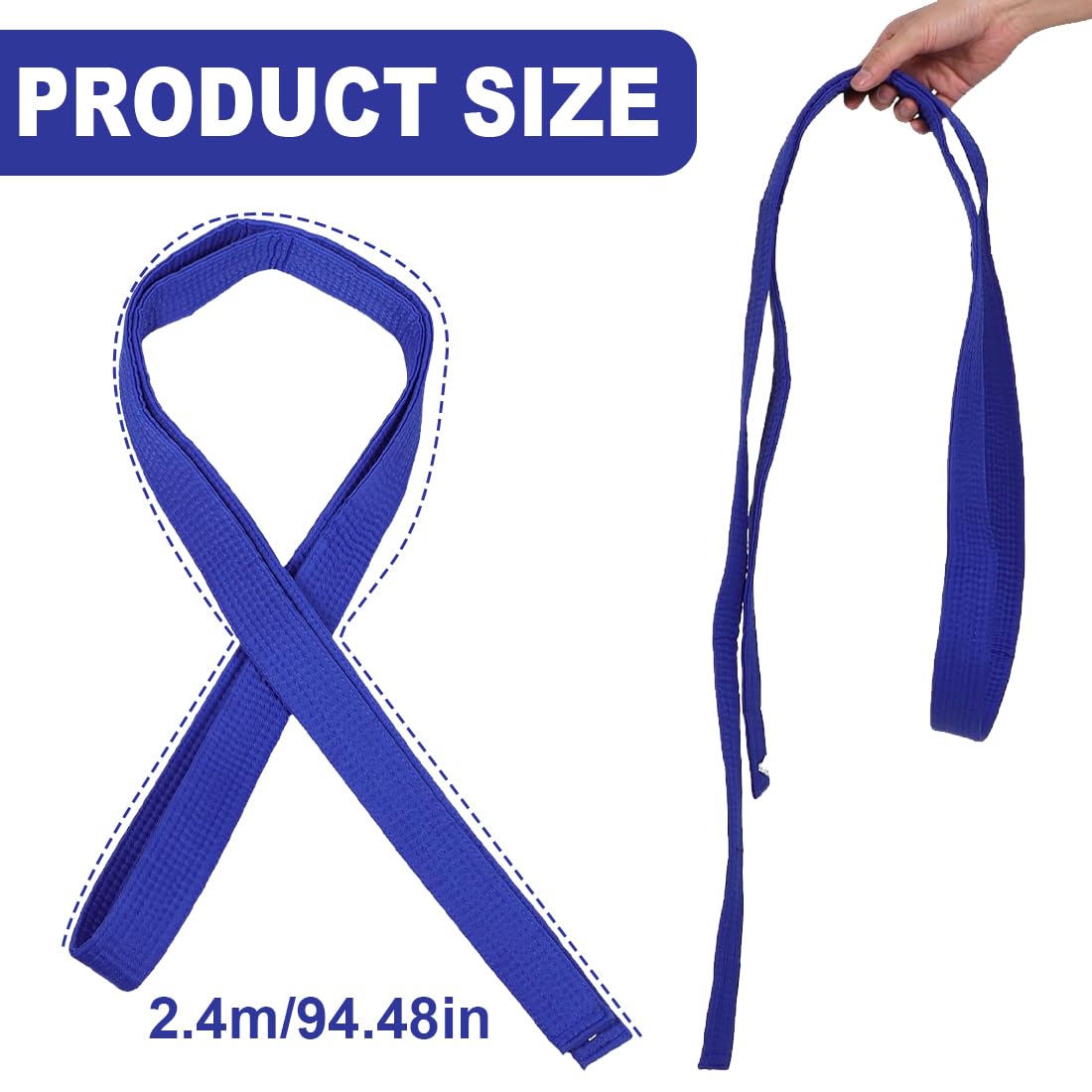 Ceinture de Taekwondo 240 cm, Bleue, Taille Unique, Pour Adultes et Enfants, Niveau 4, Pour Arts Martiaux