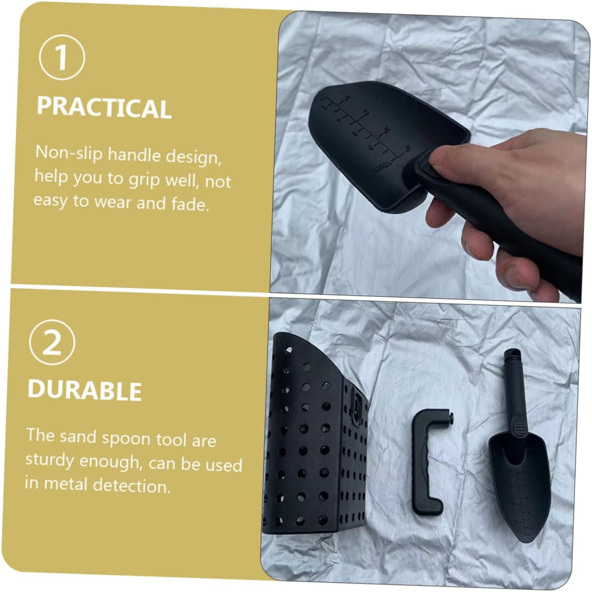 BESPORTBLE 1Set Detecting Tool Kit Sturdy Sand Shovel Scoop for Treasure Hunting Lightweight Portable Design for Beach Shelling and Artifact Finding