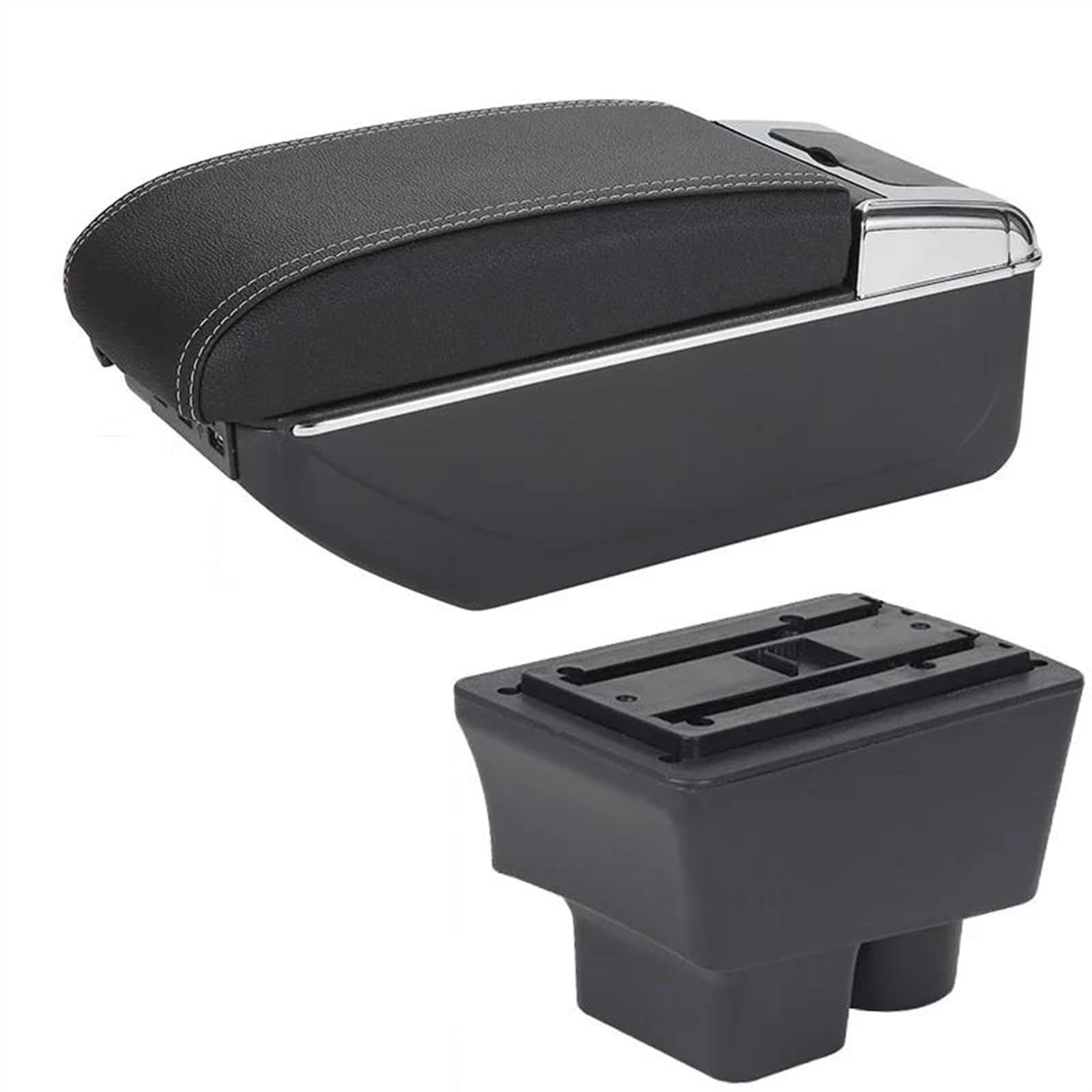 NMJLQW Storage Rack Car Armrest Box Retrofit Parts Storage Box Interior Parts Car Accessories For Fabia II 2 2008-2014(B3 Black white 7USB)