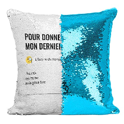 Coussin housse sequin paillettes turquoise humour bureau icône email - 2