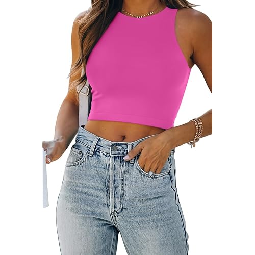 EFAN Womens Sexy Sleeveless Double Lined Crop Tops Workout Cute Tight Racerback Tank Tops Summer Clothes Teen Girls 2025