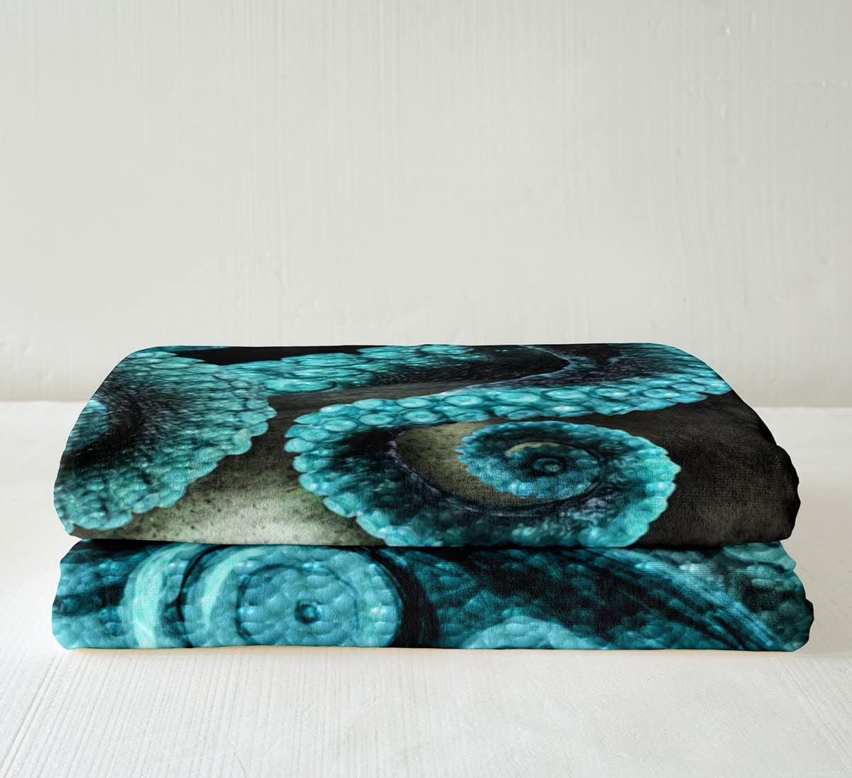 Skull Fleece Throw Blanket - 50"x60" for Bed, Sofa, Couch - 3D Print Octopus Skeleton Sherpa Decorative Horror Ocean Marine Life Plush Blue Soft Fuzzy Blanket
