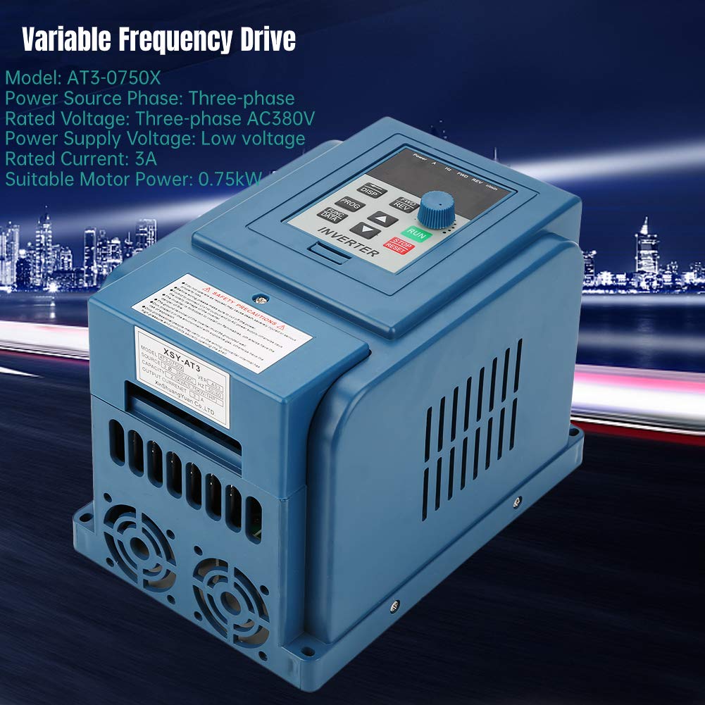 Frequenzumrichter, 380 VAC 3A VFD Drehzahlregler für Frequenzumrichter für 3-Phasen-Wechselstrommotor mit 0,75 kW max. Ausgangsfrequenz: 400Hz