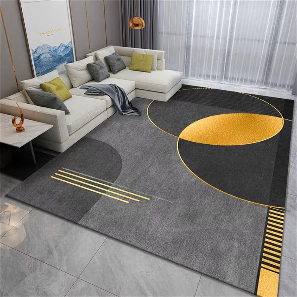 Tapis rectangle gris-jaune 50x80 cm moderne et antidérapant