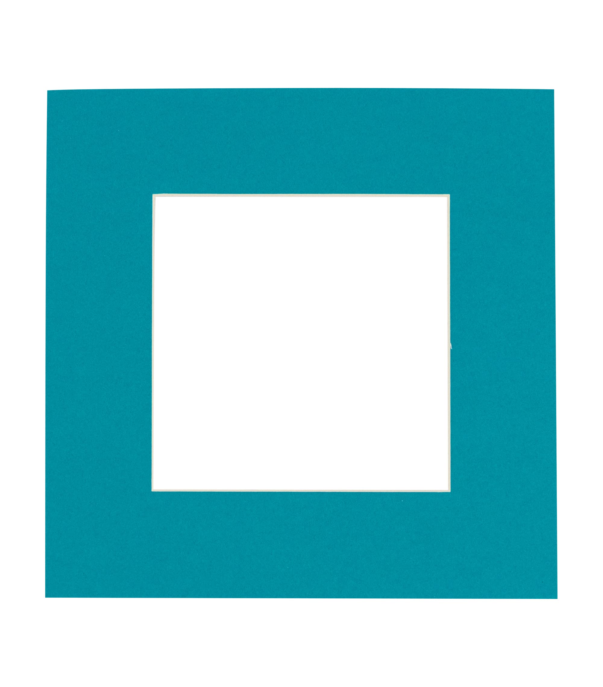 10x10 Mat Bevel Cut for 6x6 Photos - Precut Teal Blue Square Shaped Photo Mat Board Opening - Acid Free Matte to Protect Your Pictures - Bevel Cut for Family Photos, Pack of 1 Matboard Show Kit with