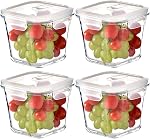 H.JSS WDJS 370ml Round Glass Food Storage Containers Airtight Lids, Small Round Glass Containers for Food Storage, Leak-proof, BPA free Meal Prep Bowls, Dishwasher, Microwave, Freezer Safe (4Pack)