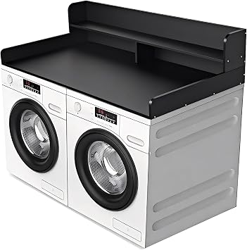 2-Tier Washer and Dryer Countertop, Wooden Washer Dryer Countertop, 27.5" Depth X 54" Laundry Countertop Over Washer and Dryer for Folding Clothes Over Washer and DryerBlack