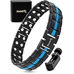 MagnetRX Ultra Strength Magnetic Bracelet - Effective Titanium Magnetic Bracelets for Men - Adjustable Length with Sizing Tool for Perfect Fit (Blue Line)