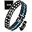 MagnetRX Ultra Strength Magnetic Bracelet - Effective Titanium Magnetic Bracelets for Men - Adjustable Length with Sizing Tool for Perfect Fit (Blue Line)