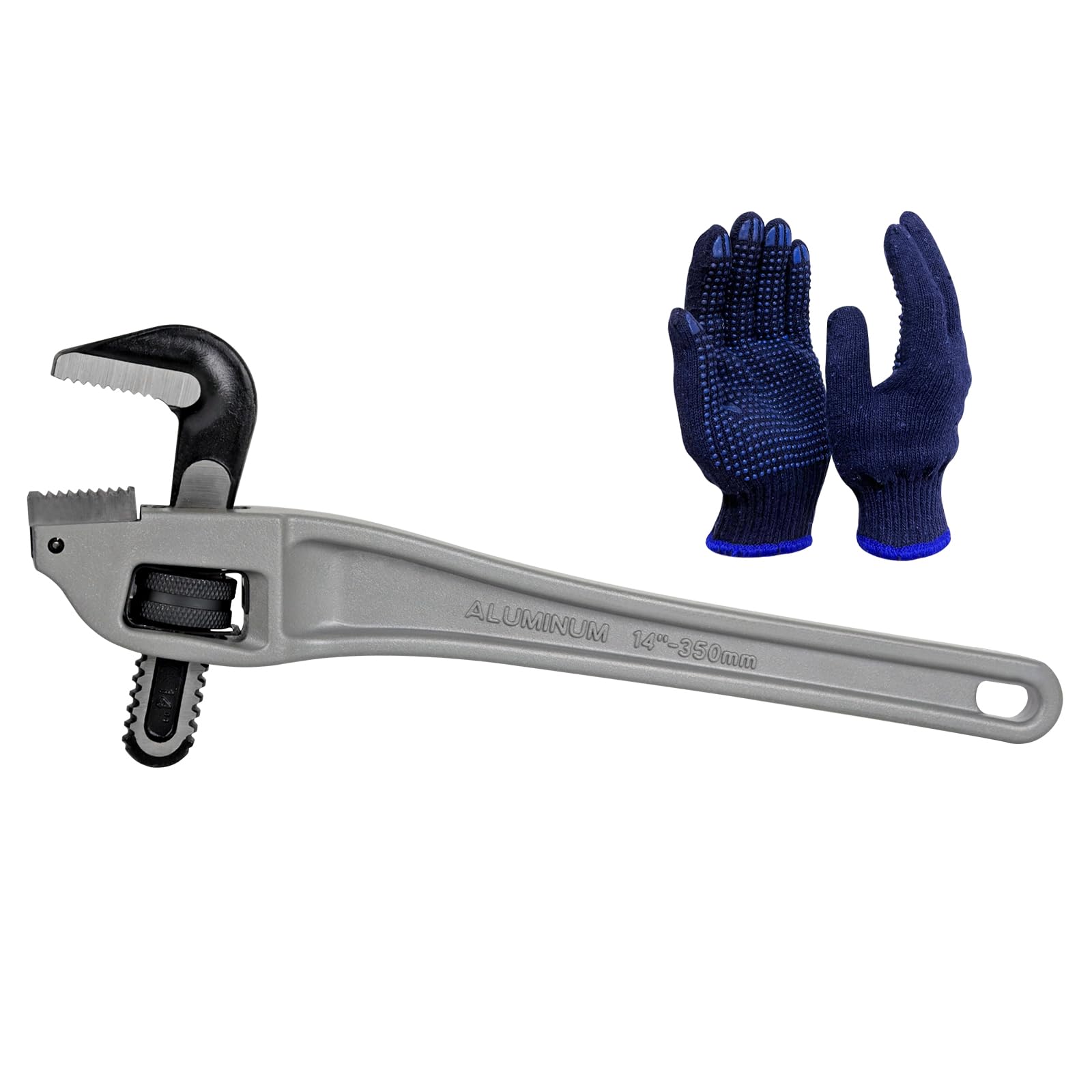 Llave de tubo de aluminio de 14 pulgadas, capacidad de mandíbula ajustable de 3 pulgadas/76 mm, llave de fontaneros con mango de aluminio resistente con mandíbula de acero forjado (CR-V),