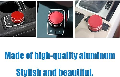Vista 4 de Cubierta de botón de control multimedia para consola central para Mercedes Benz A B E GLC GLA GLK GLE ML GL (rojo)